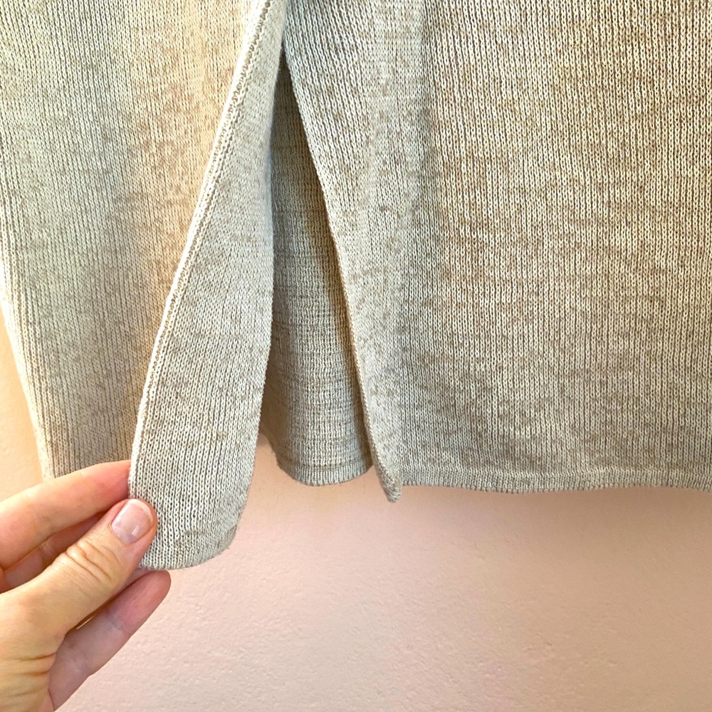 linen cotton knit straight skirt cream small - Picture 5 of 9